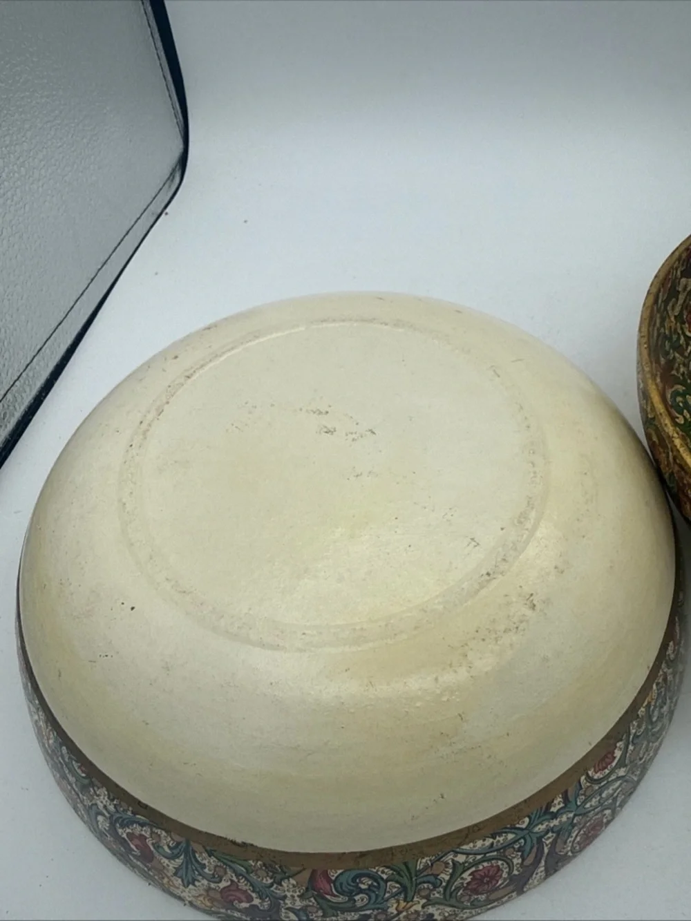 2 VTG MCM Viking Paper Mache Bowl Import Japan  Floral Pattern 9”